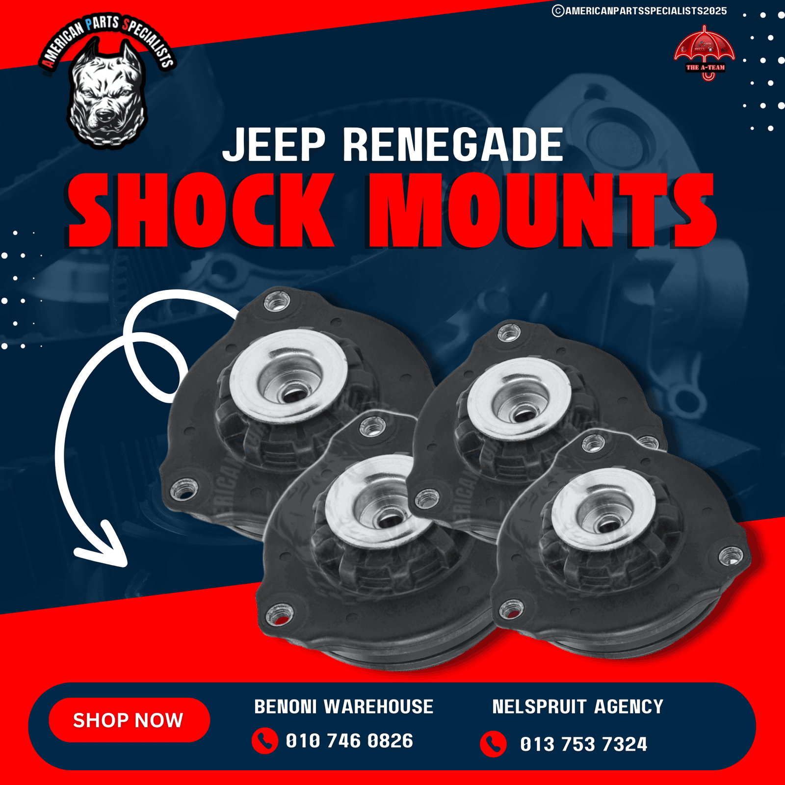 🚗Jeep, Chrysler & Dodge Shock Mounts For Sale