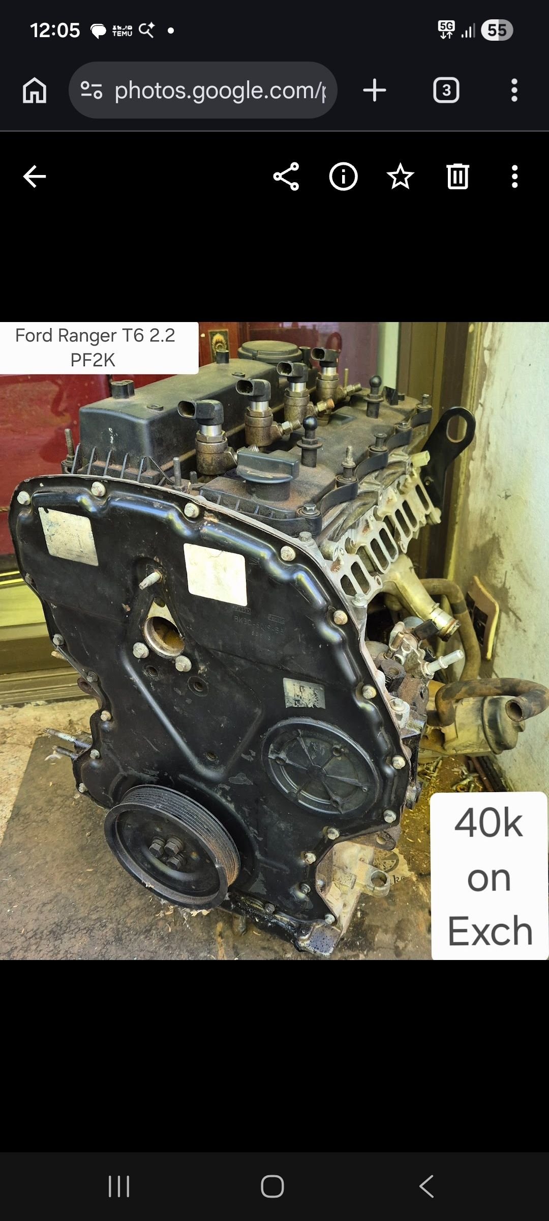 Ford Ranger t6 2.2 engine on exchange